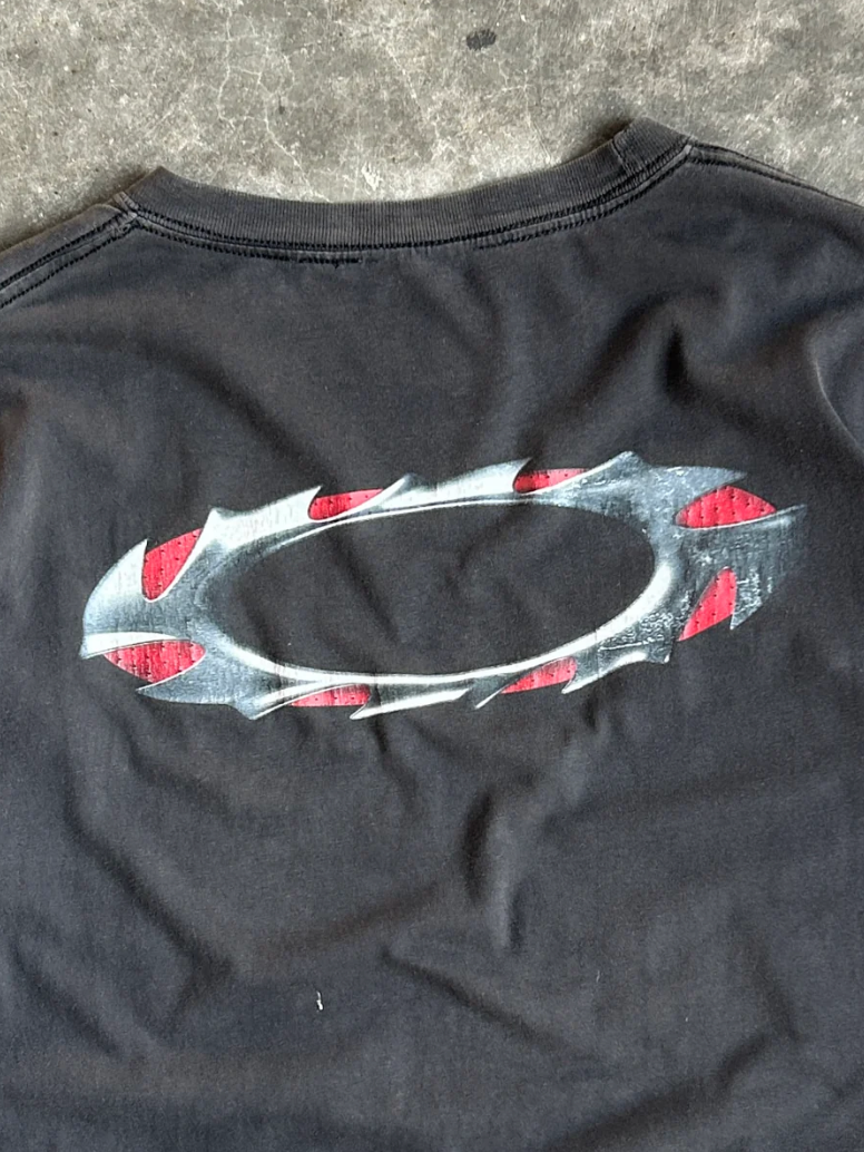 VINTAGE BLACK OAKLEY LOGO TEE - L