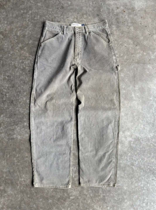VINTAGE GREY CORDUROY GAP CARPENTER PANTS - 34