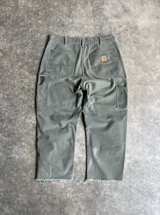 VINTAGE GREEN CARHARTT DOUBLE KNEE PANTS - 36