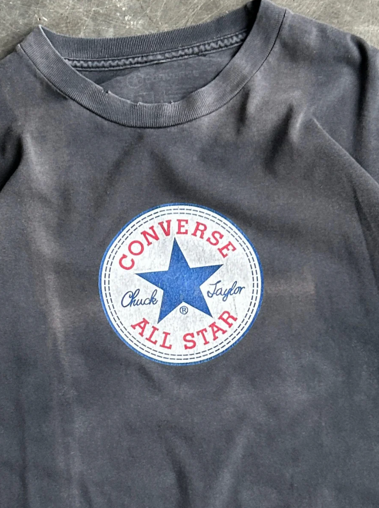 VINTAGE FADED BLACK CONVERSE SHIRT - L
