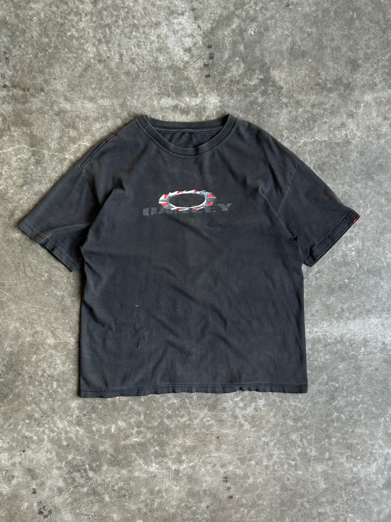 VINTAGE BLACK OAKLEY LOGO TEE - L