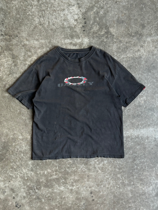 VINTAGE BLACK OAKLEY LOGO TEE - L