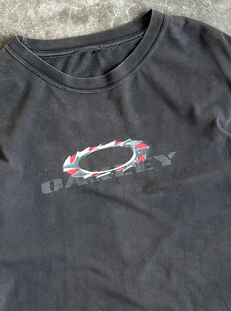 VINTAGE BLACK OAKLEY LOGO TEE - L