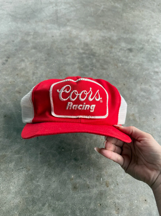 VINTAGE RED COORS RACING TRUCKER SNAPBACK HAT