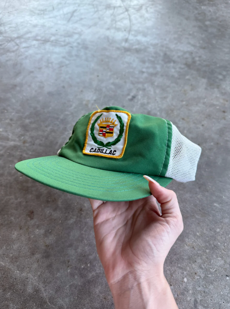 VINTAGE GREEN CADILLAC TRUCKER SNAPBACK HAT