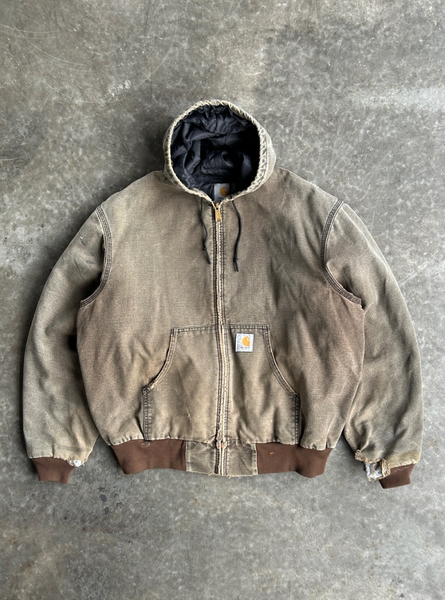 VINTAGE BROWN HOODED CARHARTT JACKET - XL