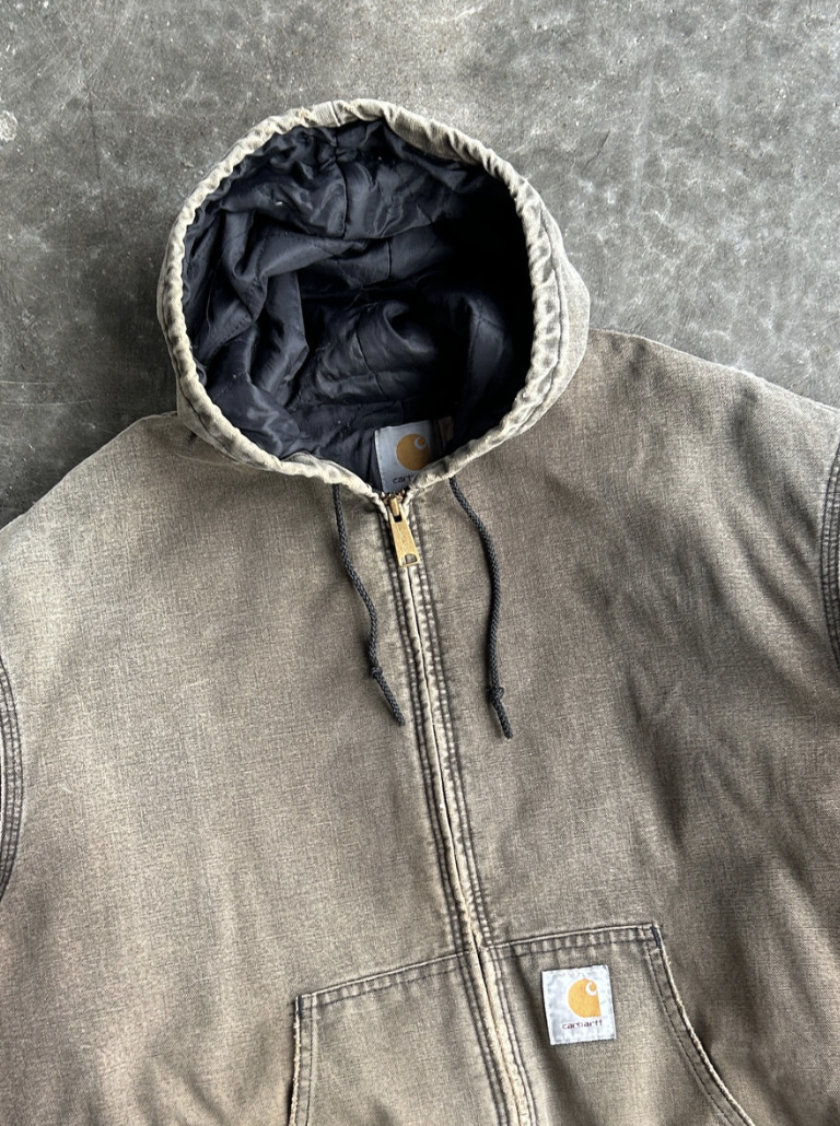 VINTAGE BROWN HOODED CARHARTT JACKET - XL